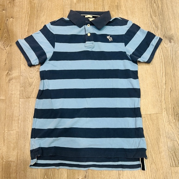 Vtg Abercrombie & Fitch Shirt Men XL Blue Stripe Muscle Polo Preppy Y2K Moose - Picture 1 of 9
